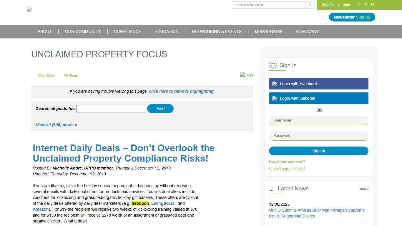 Internet Daily Deals – Don’t Overlook the Unclaimed Property Compliance Risks! - Unclaimed Property Professionals Organization