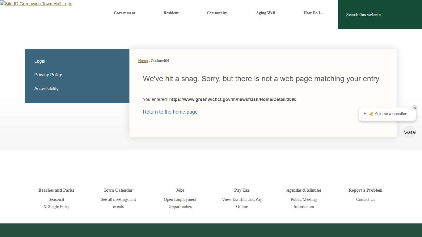 Custom404 • Greenwich, CT • CivicEngage